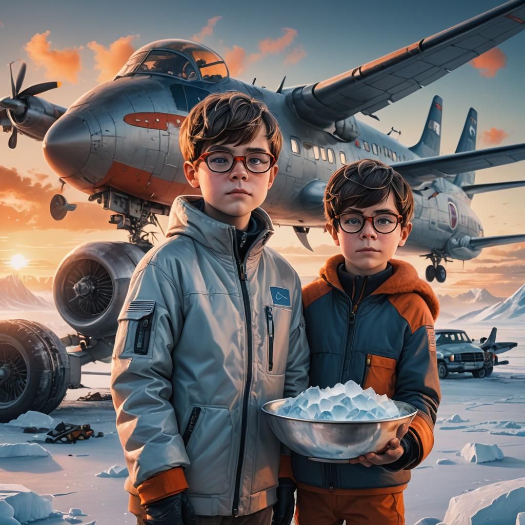Boy in Antarctica: A Surrealist Matte Painting