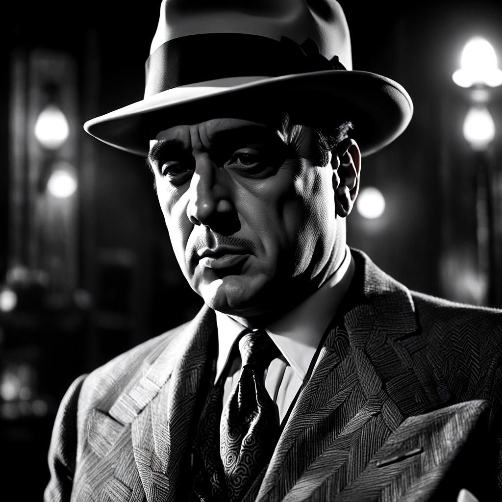 Film Noir Portrait in Vintage Chicago Nightlife Style