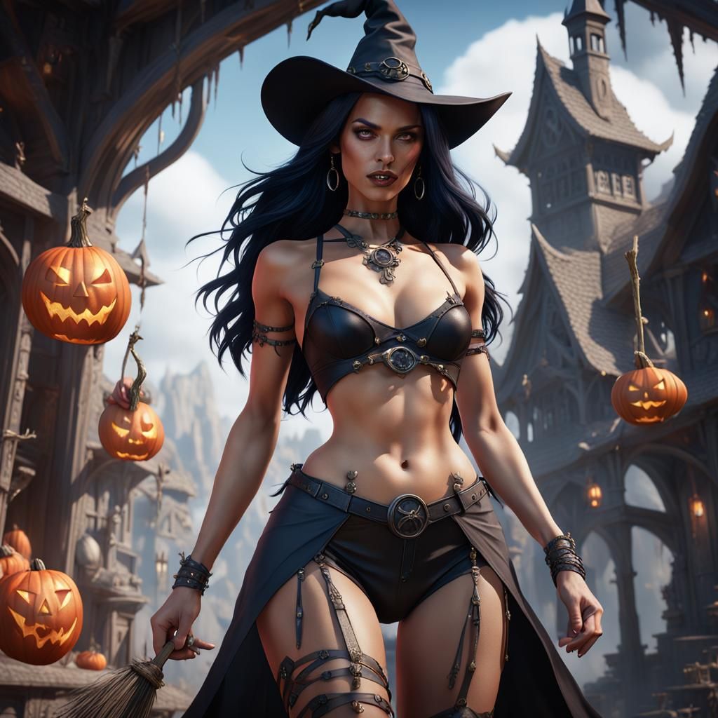 Fantasy Witch in Detailed Matte Painting Style