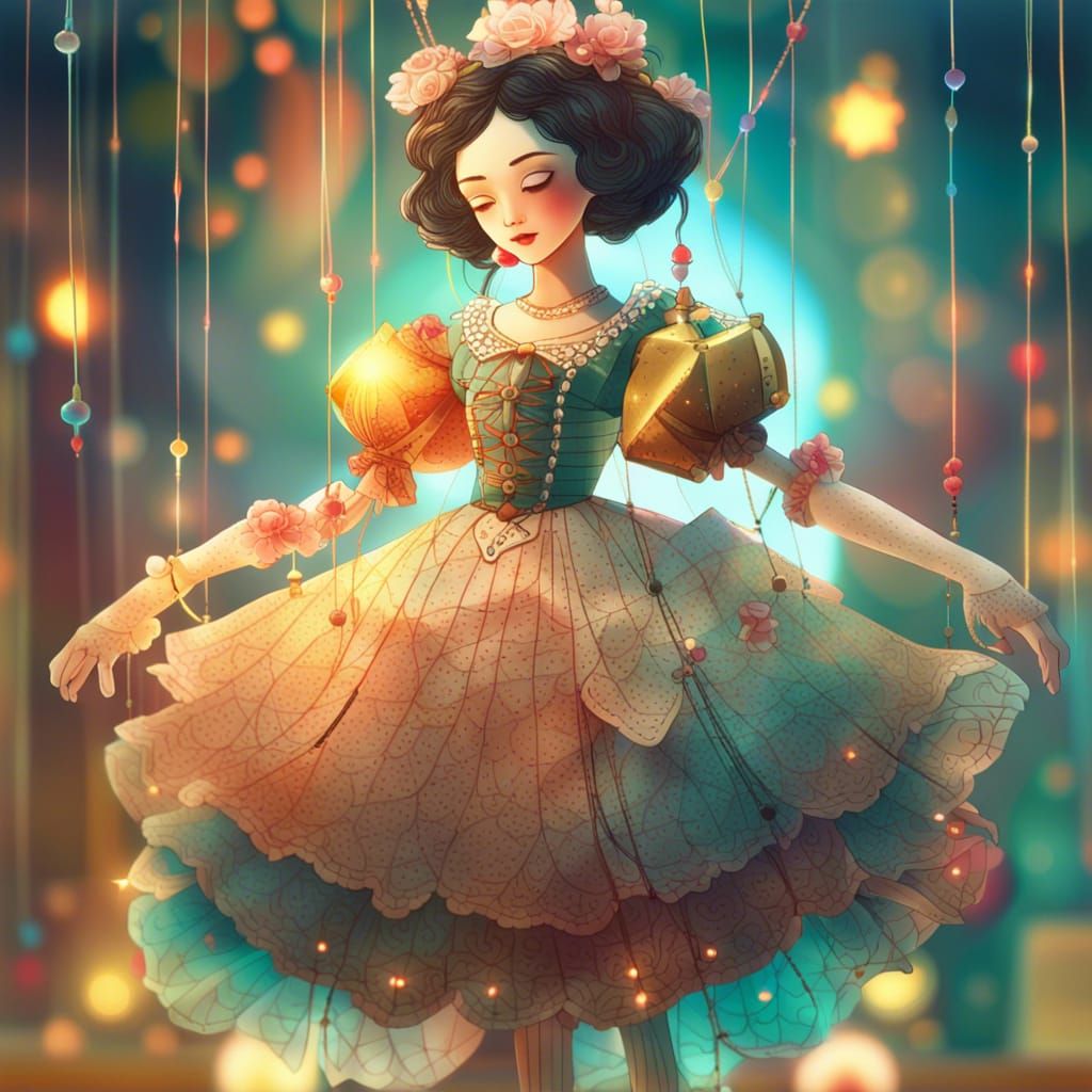Cute Princess Marionette in Detailed Digital Art