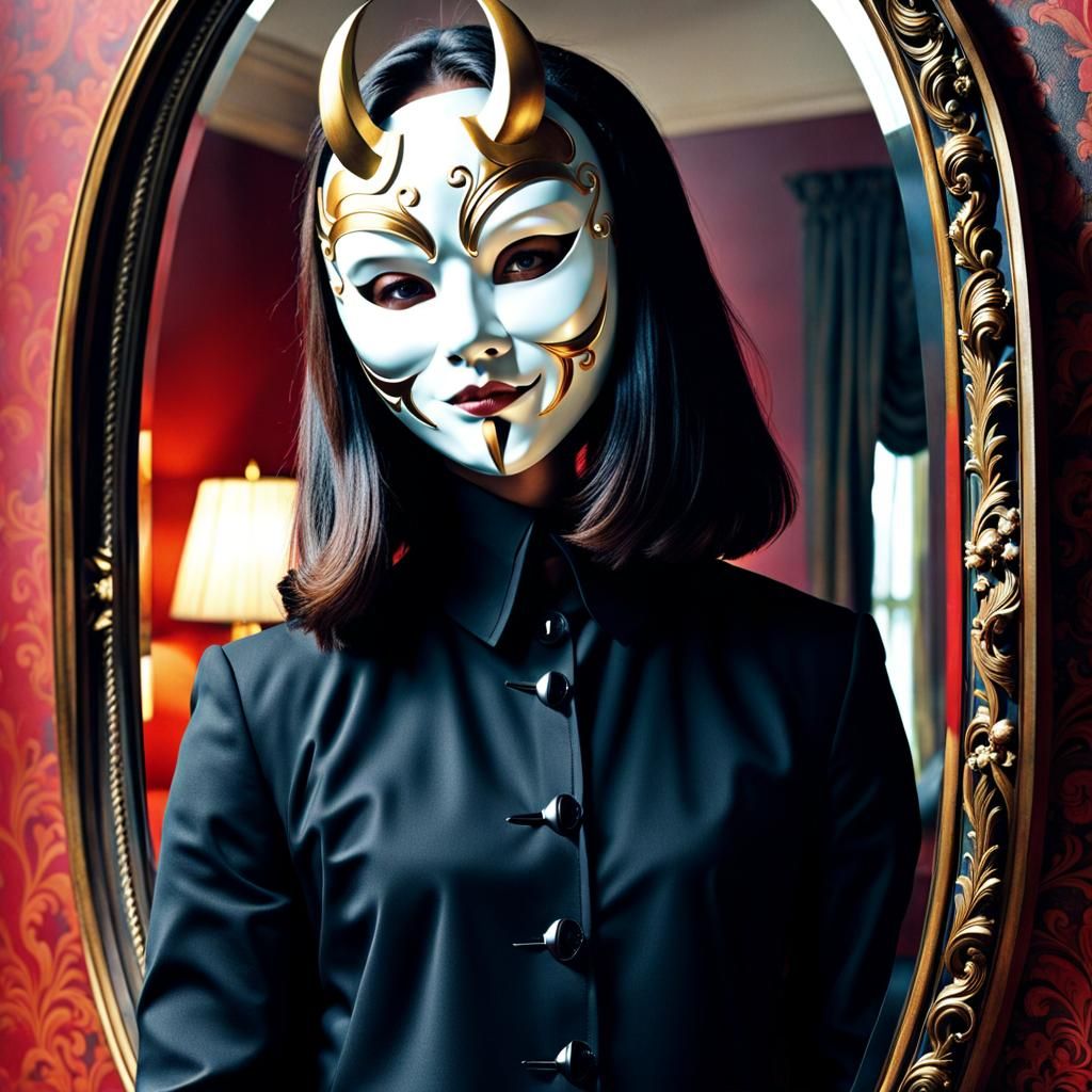 Masked Face Reflecting Inner Turmoil