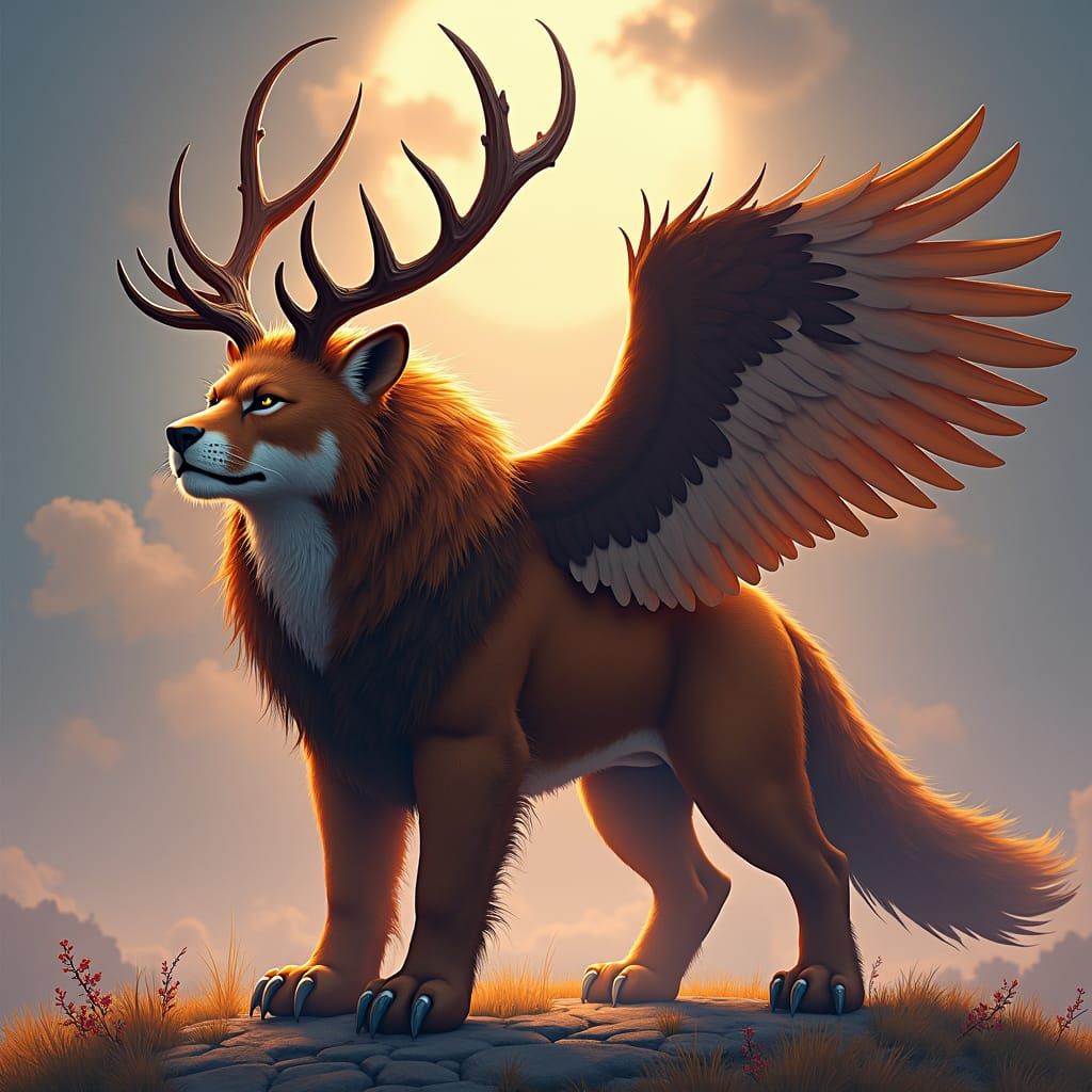 Majestic Mythical Creature in Fantasy Concept Art Style