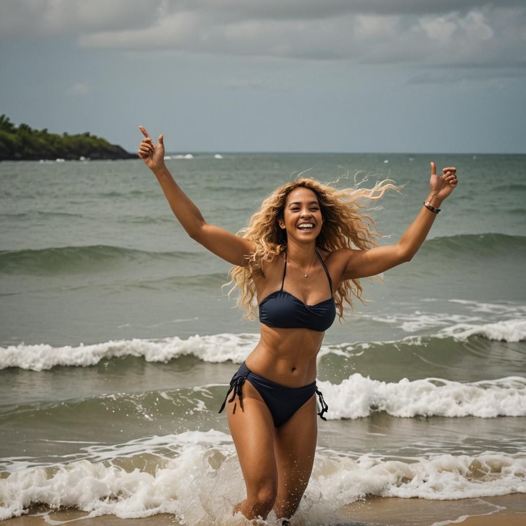 Impressionistic Photo of a Taino Woman Emerging from Sea