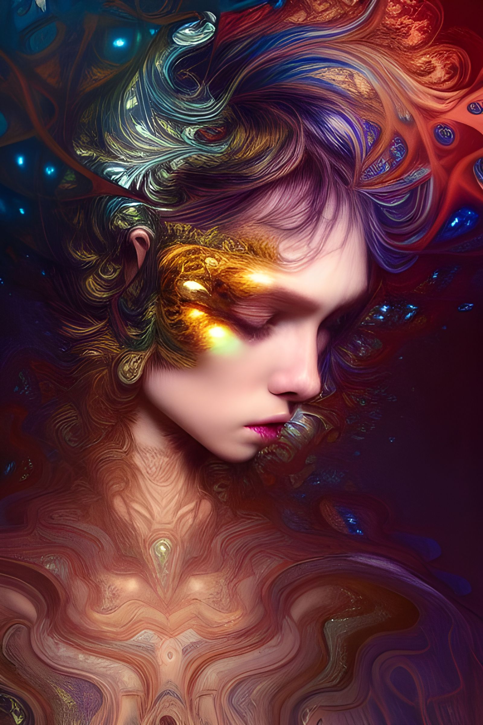 Fractal Iridescence Disintegration in Digital Art Style