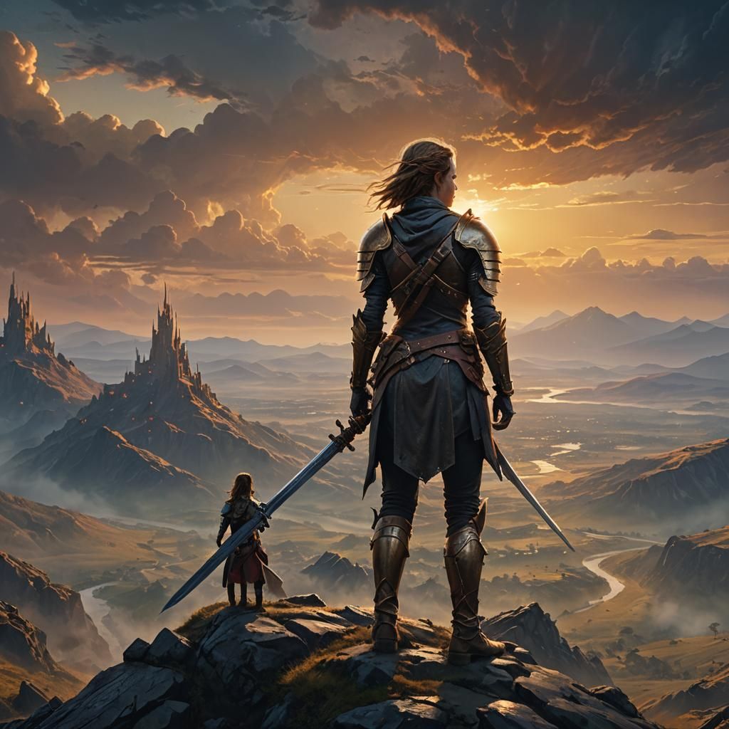 Dawn Overlook: Battered Warrior in Digital Painting