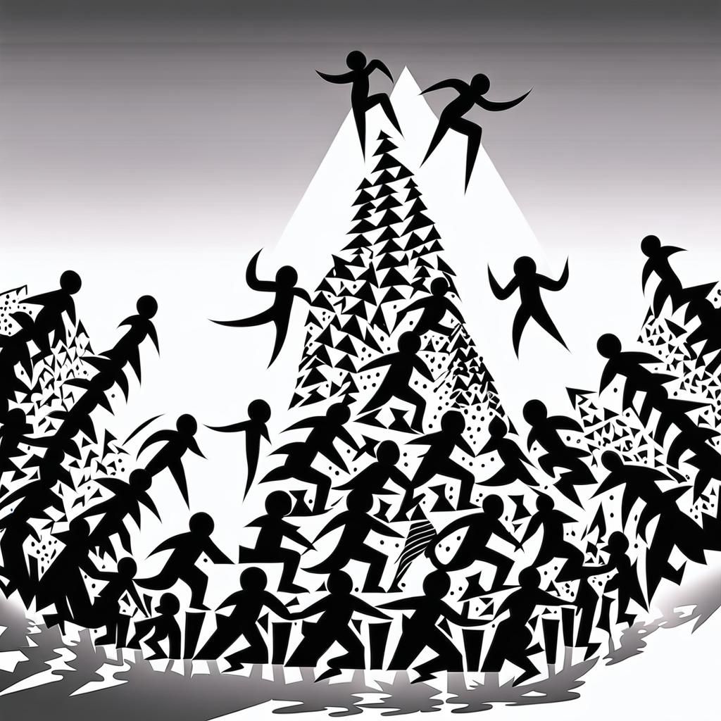 Detailed Cheer Pyramid Silhouette Artwork