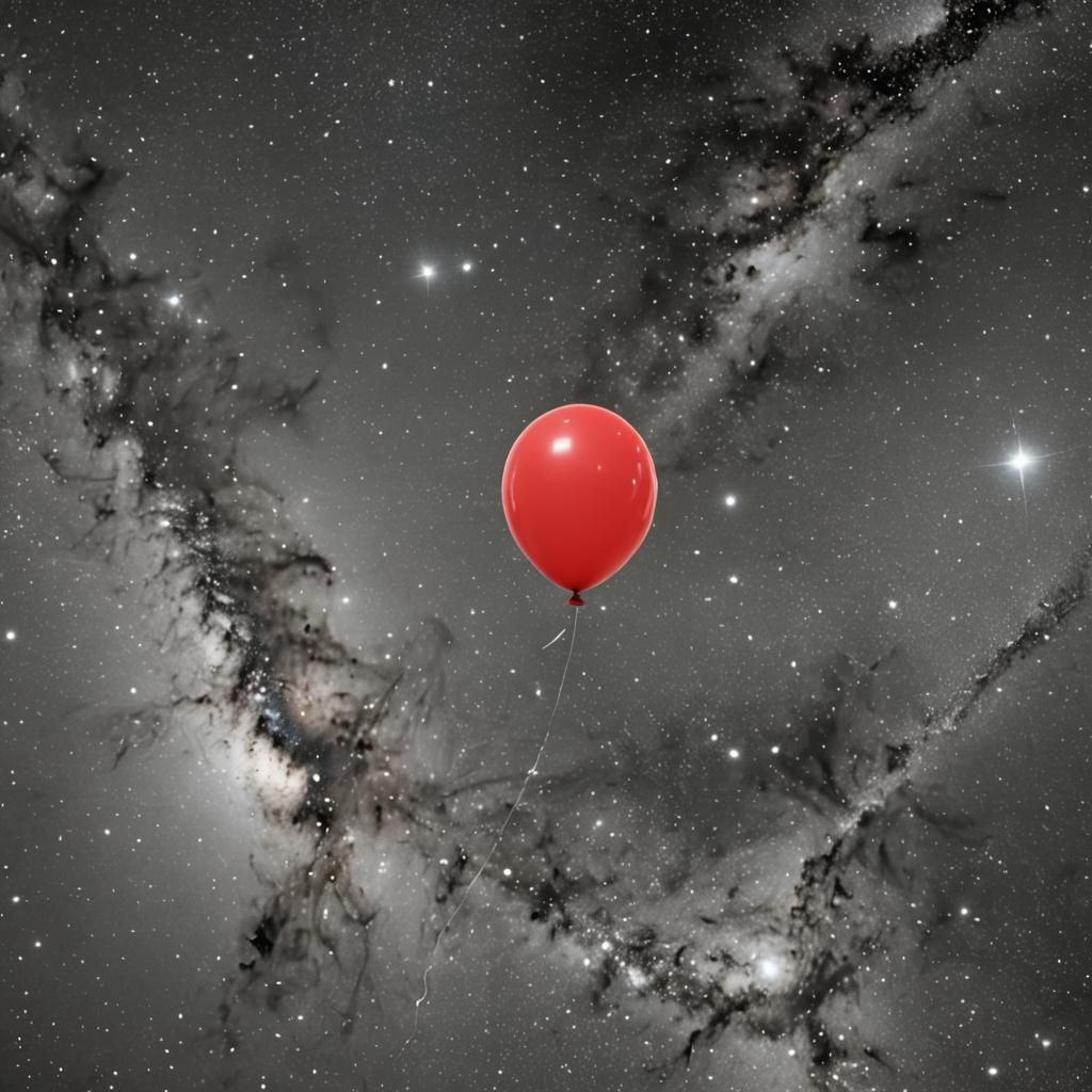 Red Balloon Floating in Space