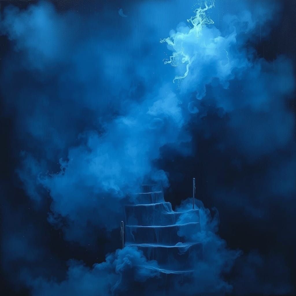 Surreal Blue Dreamscape in Soft, Ethereal Hues