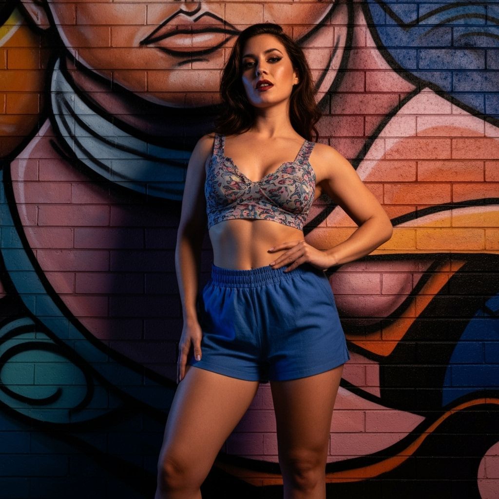 Woman Posing Dramatically by Pool in Hyperrealism Style