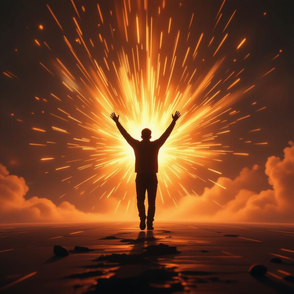 Epic Transformation Journey in Dramatic Light