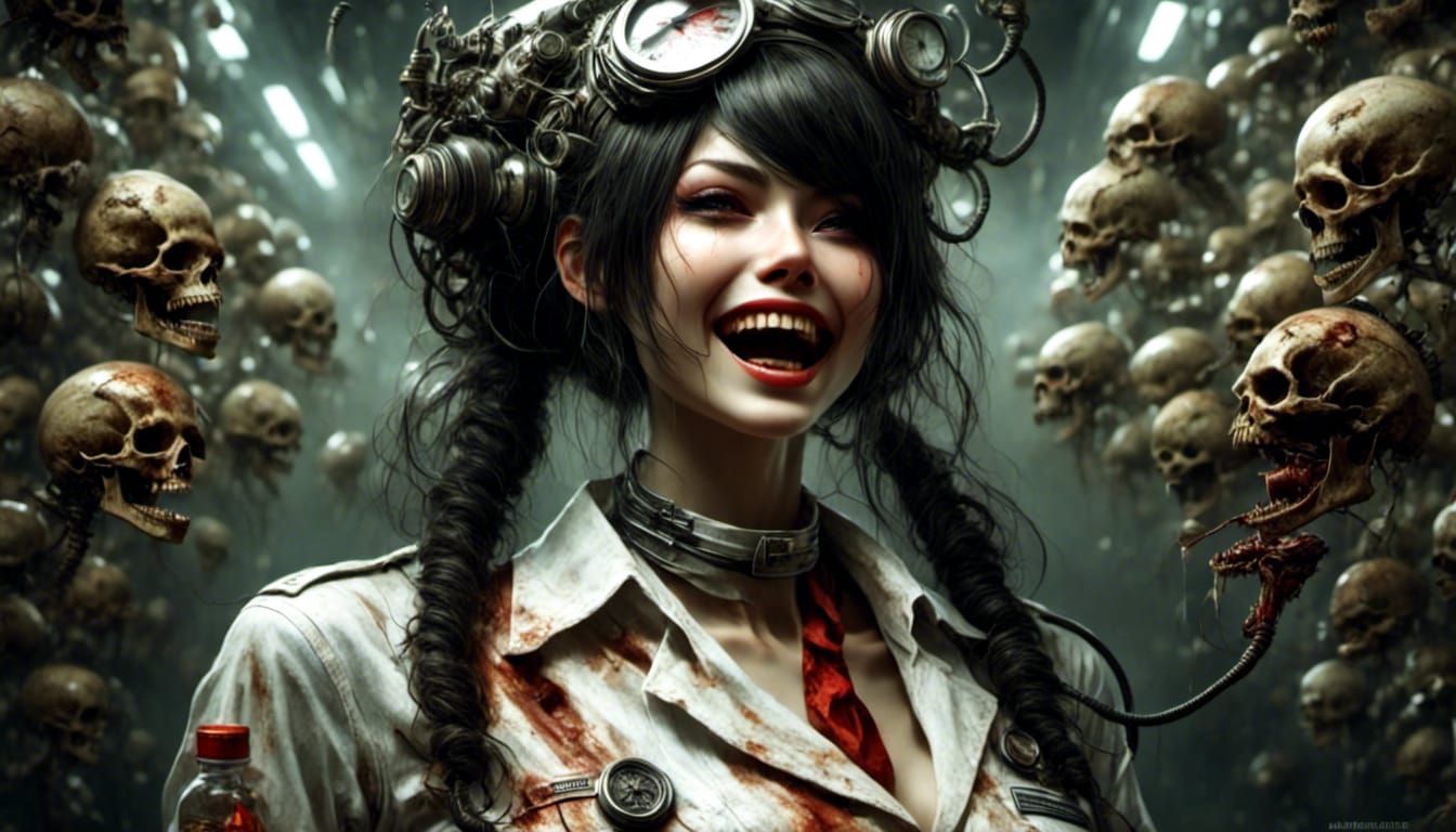 Sinister Female Doctor Laughing Hysterically