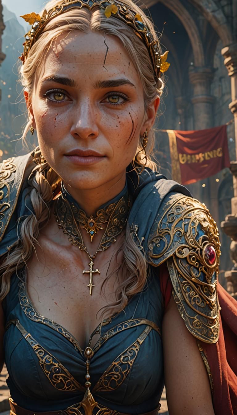 Detailed Matte Painting of Religious Woman