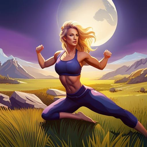 Goat Yoga: Blonde Woman in Art Nouveau Style