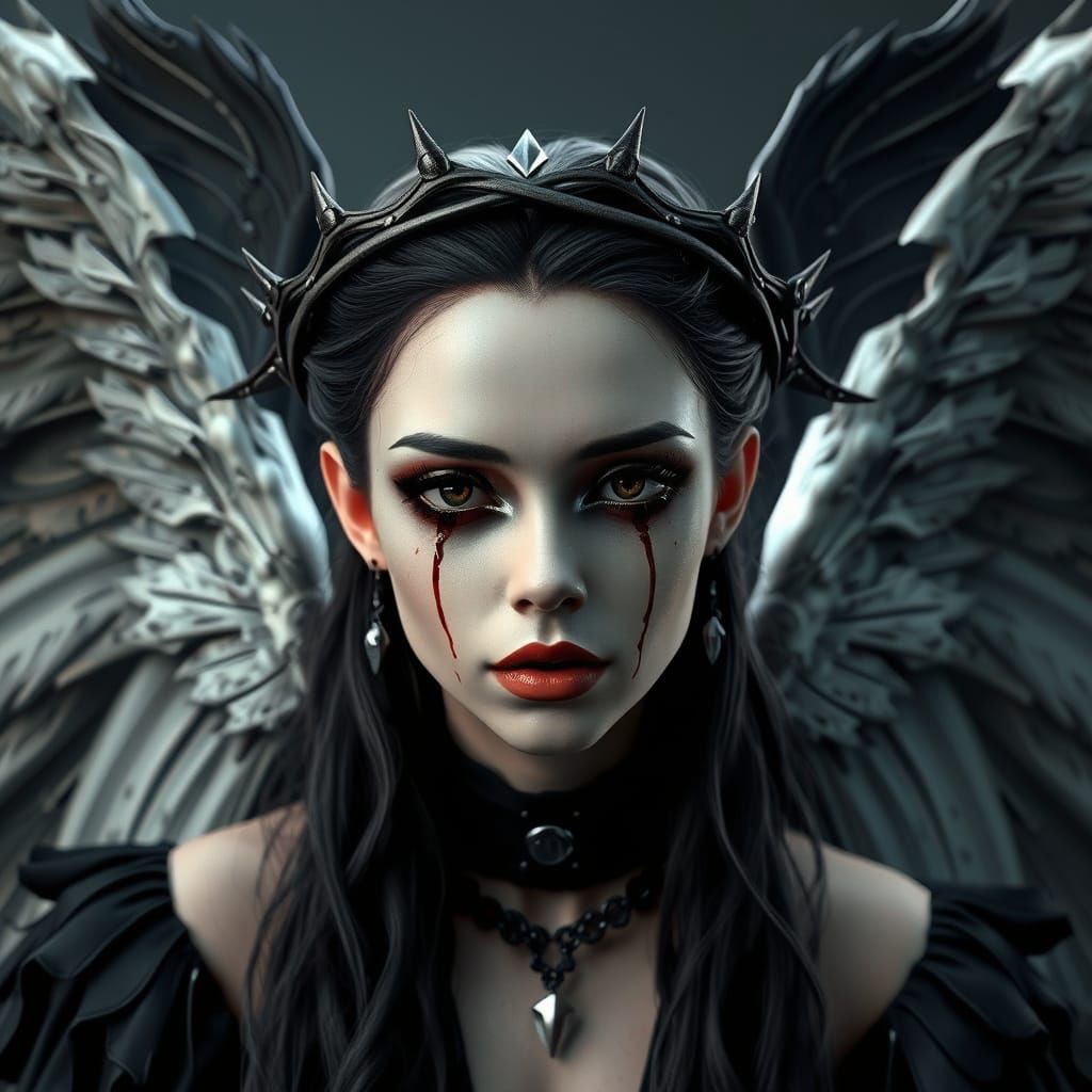 Ethereal Goth Fallen Angel in Dark Elegance