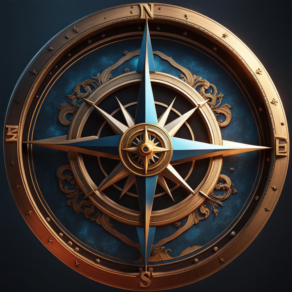 Fantastical Compass in Detailed Matte Painting Style