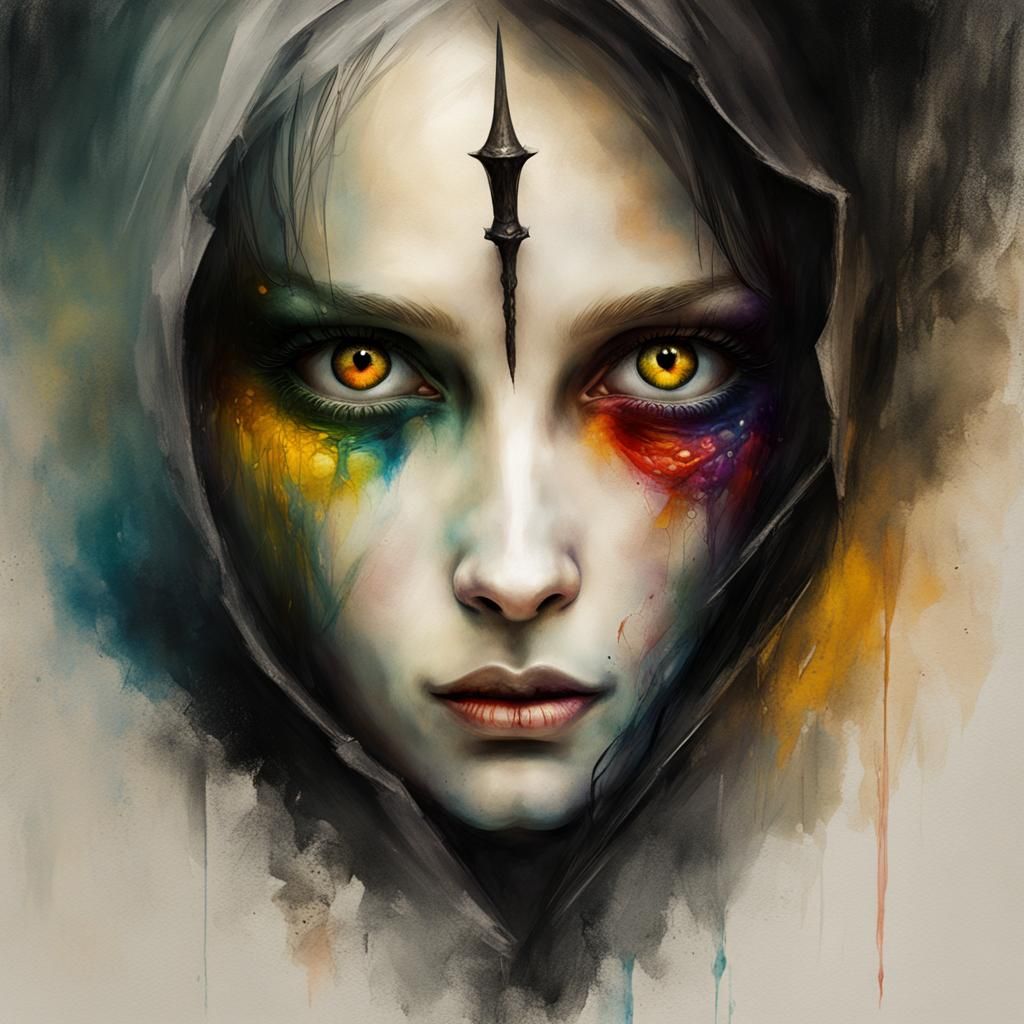 Grim Reaper Assassin Portrait with Dragon Eyes