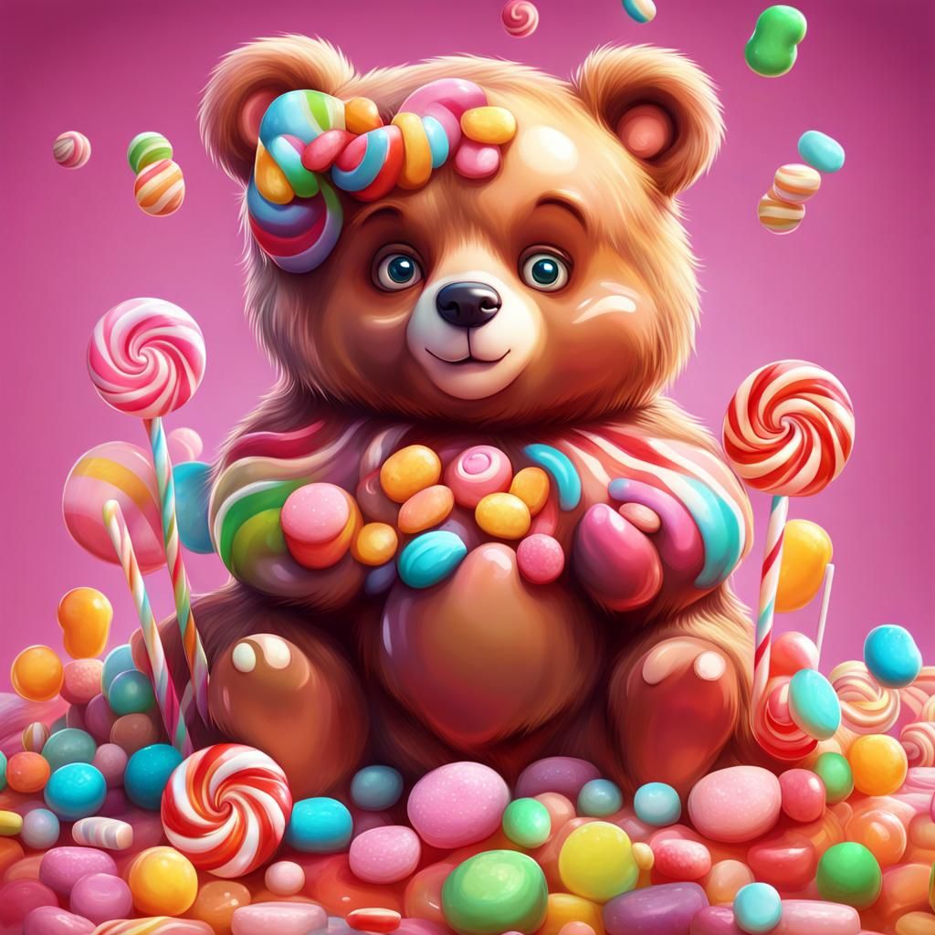 Cute Bear in Candy Art Style