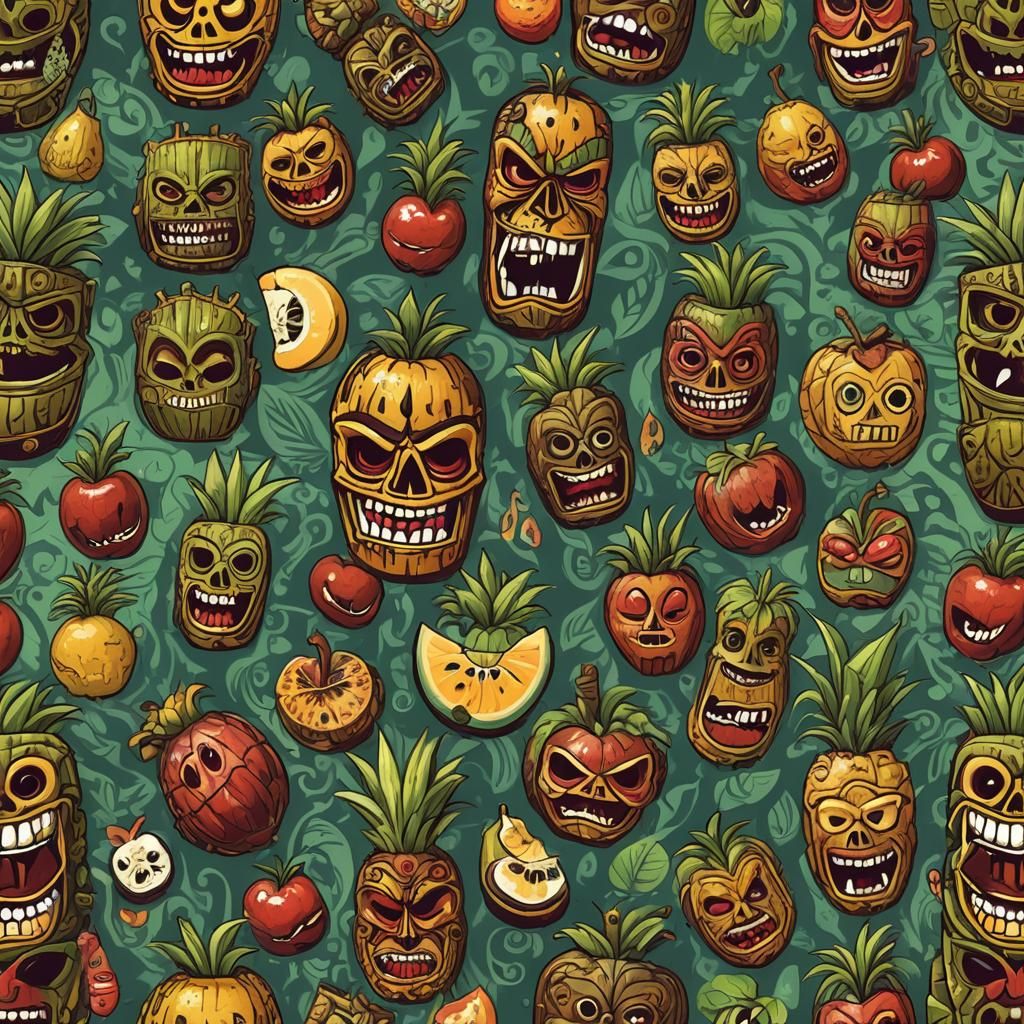 Sinister Tiki Idol Made of Tropical Fruit