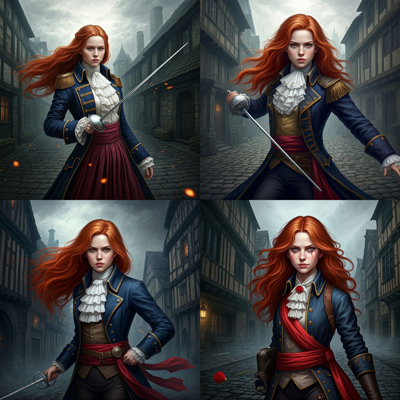 French Duelist Girl Portrait in Dark Fantasy World