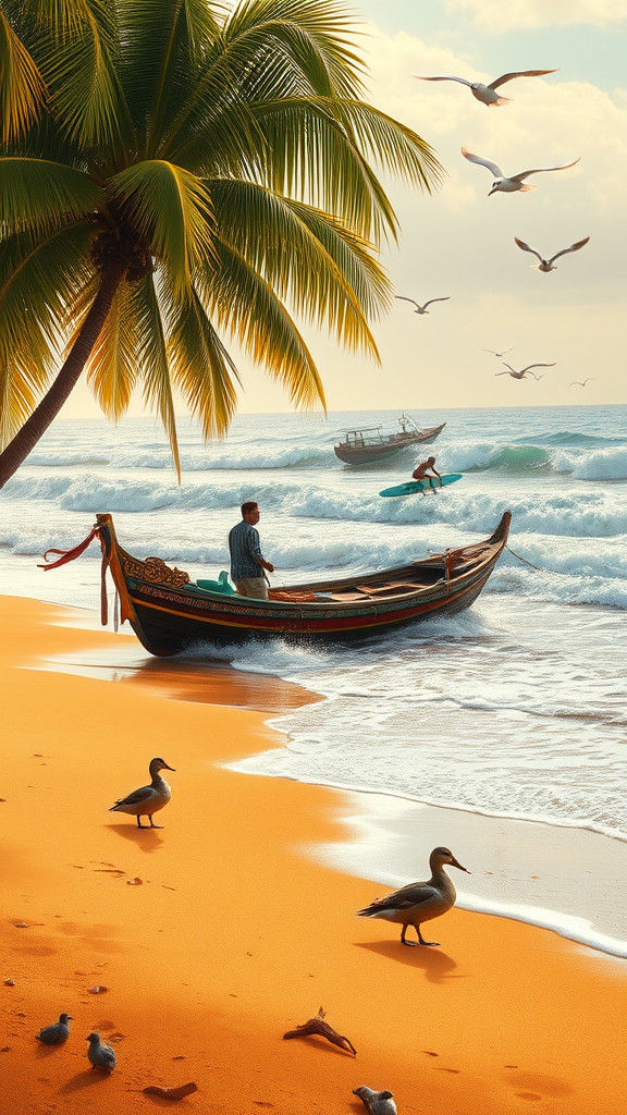 Indonesian Beach Scene in Matte Painting Style