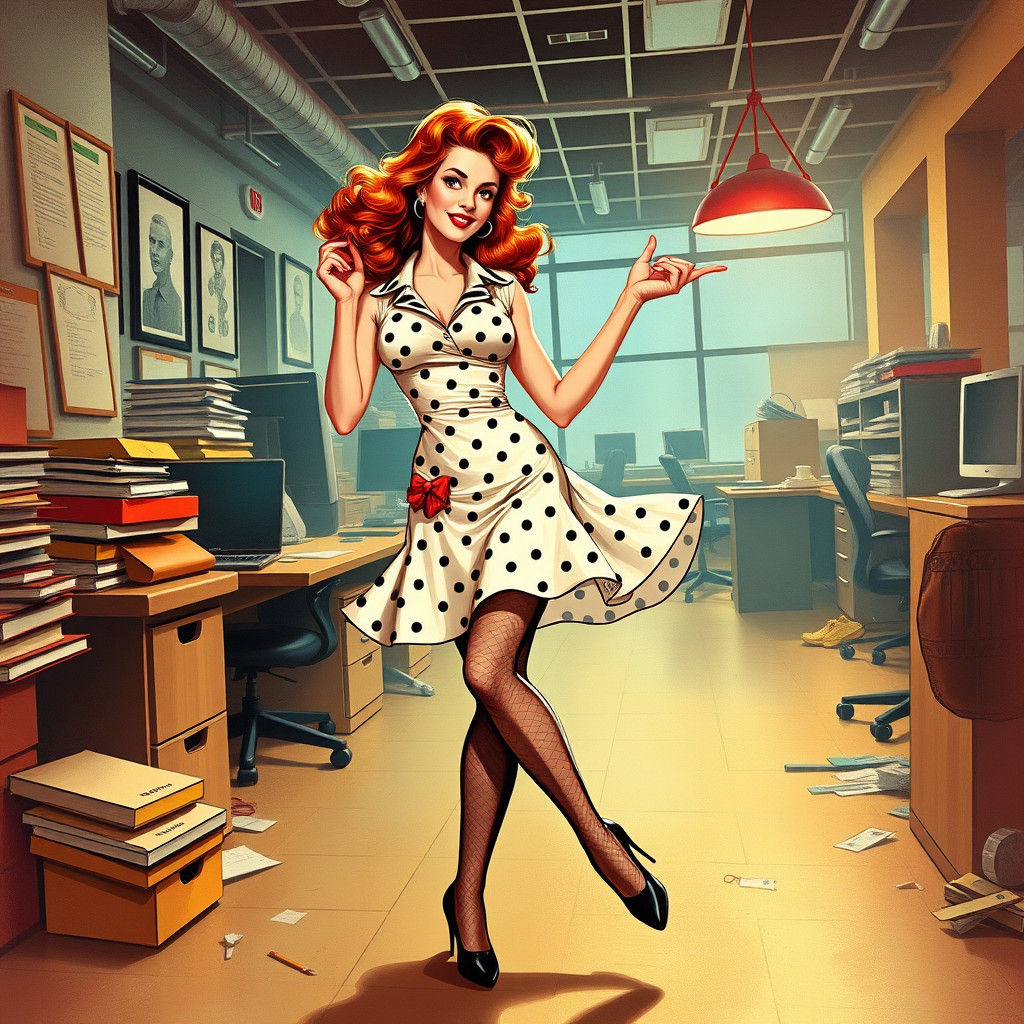 1980s Pin-Up Dances Among Tax Forms