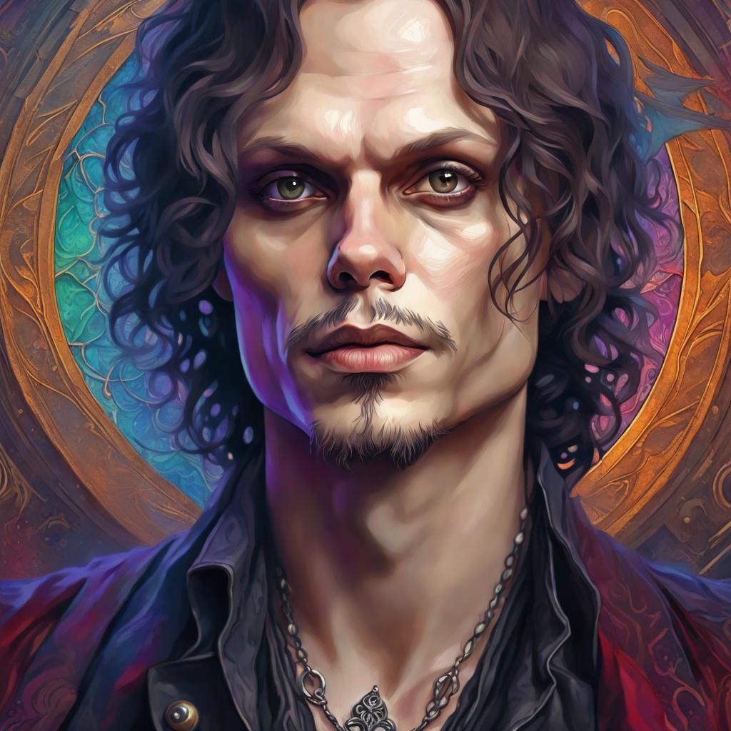 Romantic Portrait with Luscious Lips in Leonardo Da Vinci St...