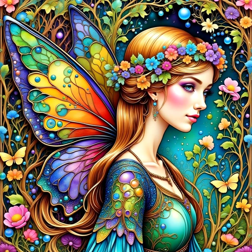 Enchanting Fairy in Whimsical Zentangle Art