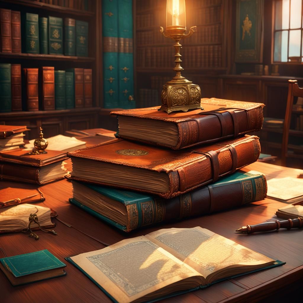 Rare Book on Desk as Digital Art