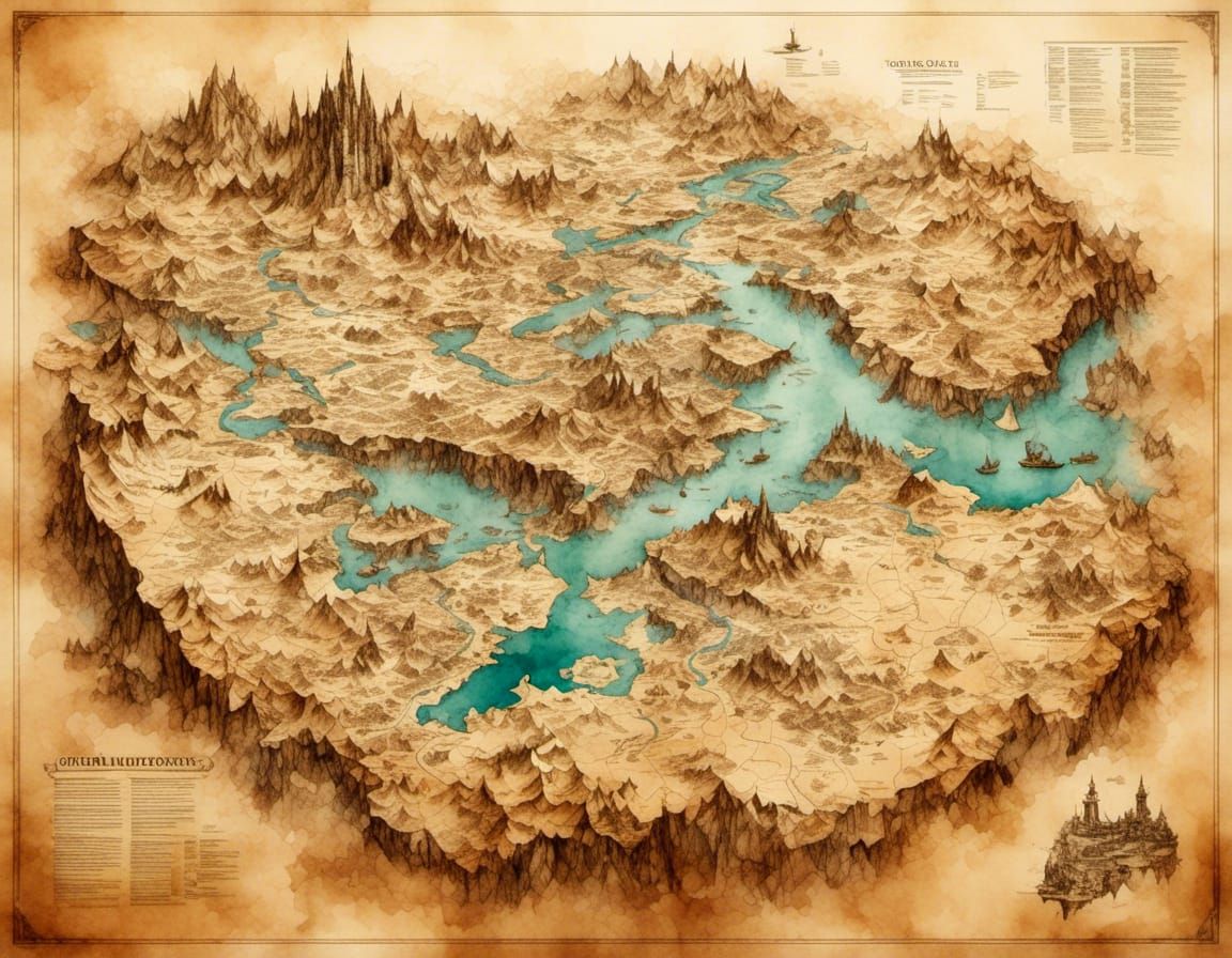 Detailed Fantasy Map of Underground World
