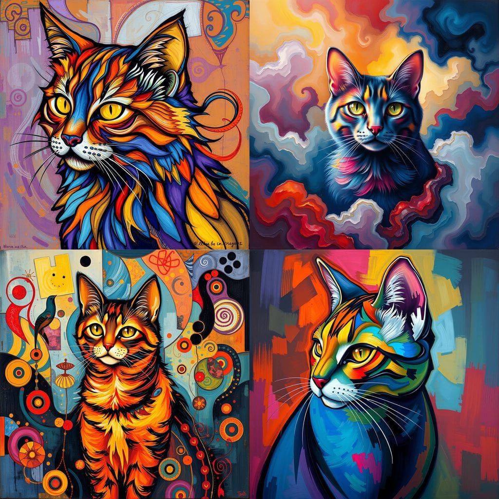 Colorful Abstract Cat in Complementary Colors