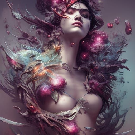 Dark Fantasy Warrior in Intricate Armor, Digital Illustratio...