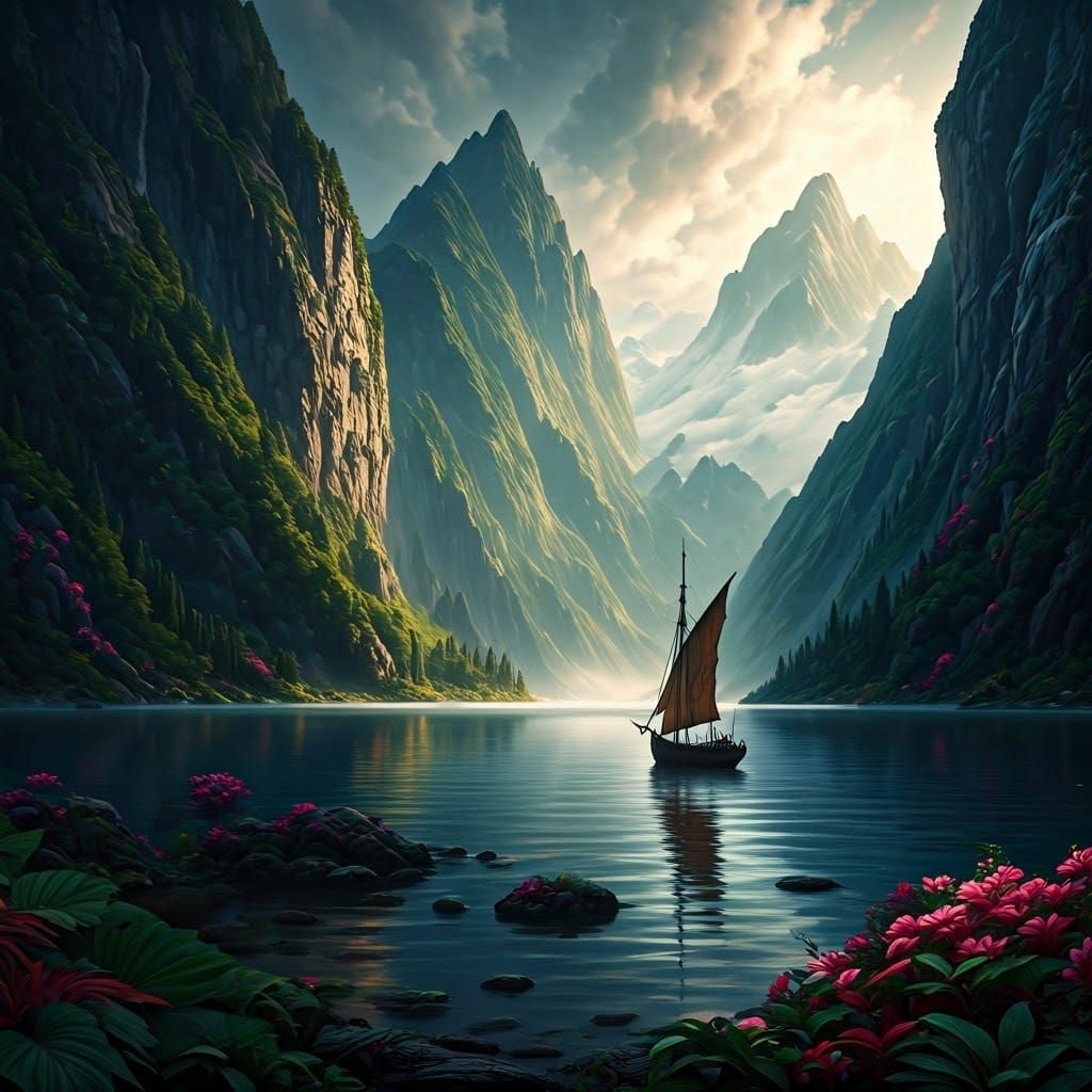 Mist-Shrouded Lake: A Fantasy Concept Art Masterpiece