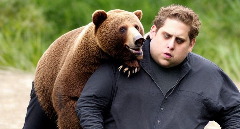 Bear Attack on Jonah Hill: A Photorealistic Scene