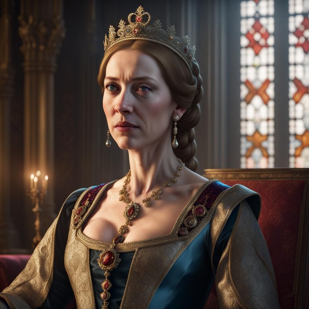 Catherine Parr Portrait in Art Nouveau Style