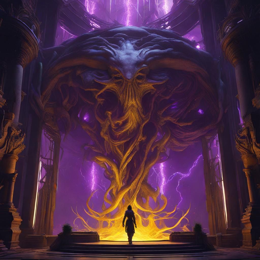 Dark Fantasy Descent: Hyperdetailed Art Nouveau Masterpiece