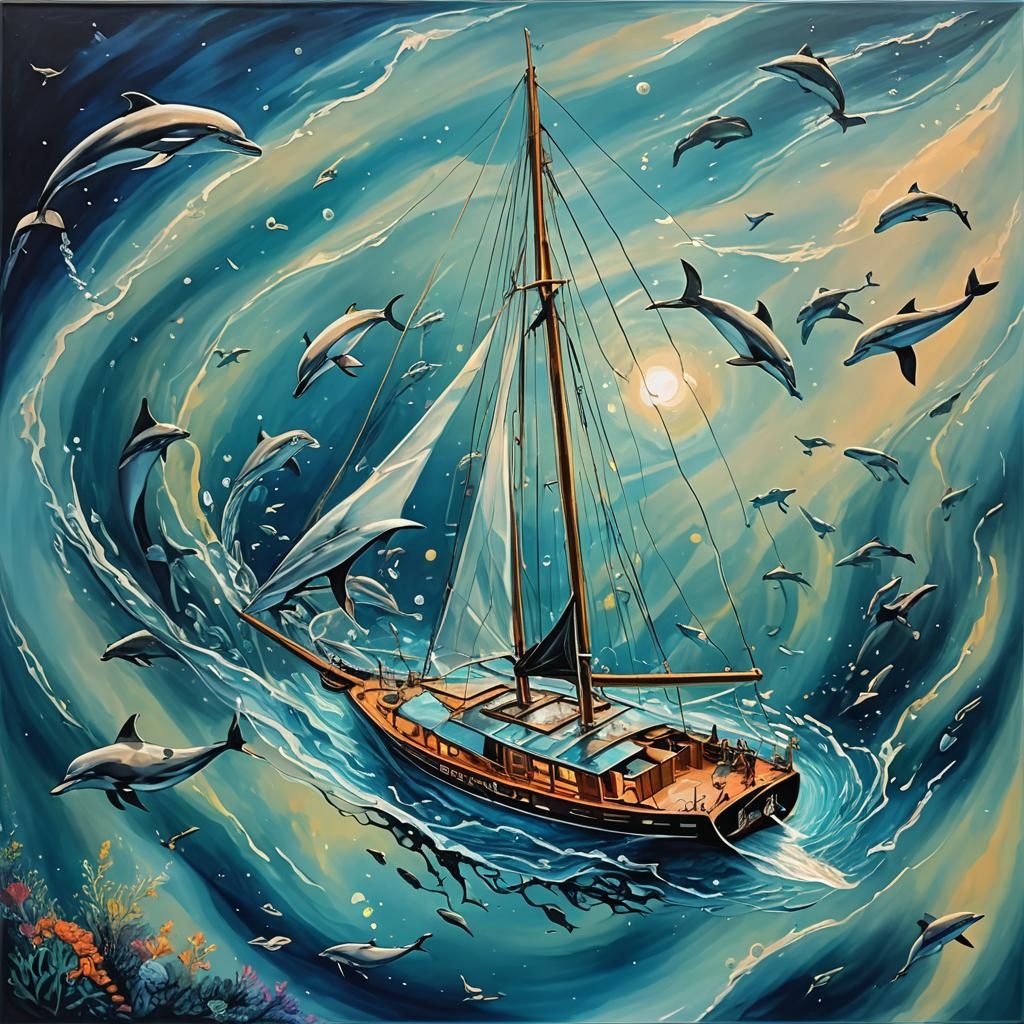 Bioluminescent Dolphins Under Glass Bottom Boat in Picasso S...