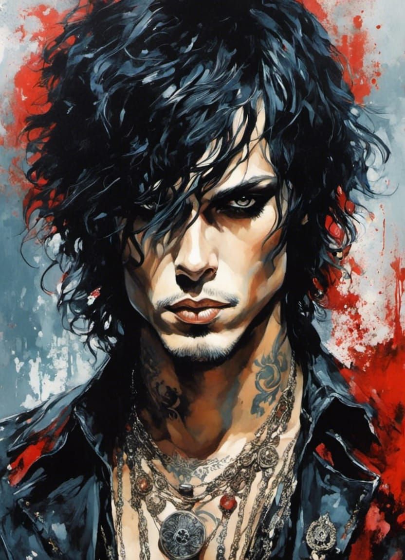 Rock Star Anime Portrait with Stage Lighting