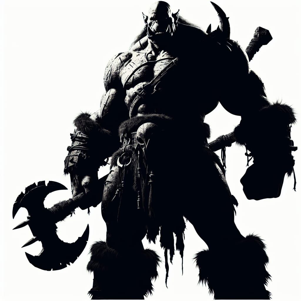 Silhouette of an orc barbarian
