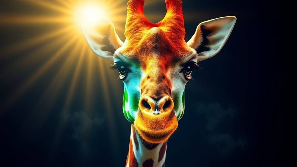 Colorful Majestic Giraffe in Radiant Sunshine