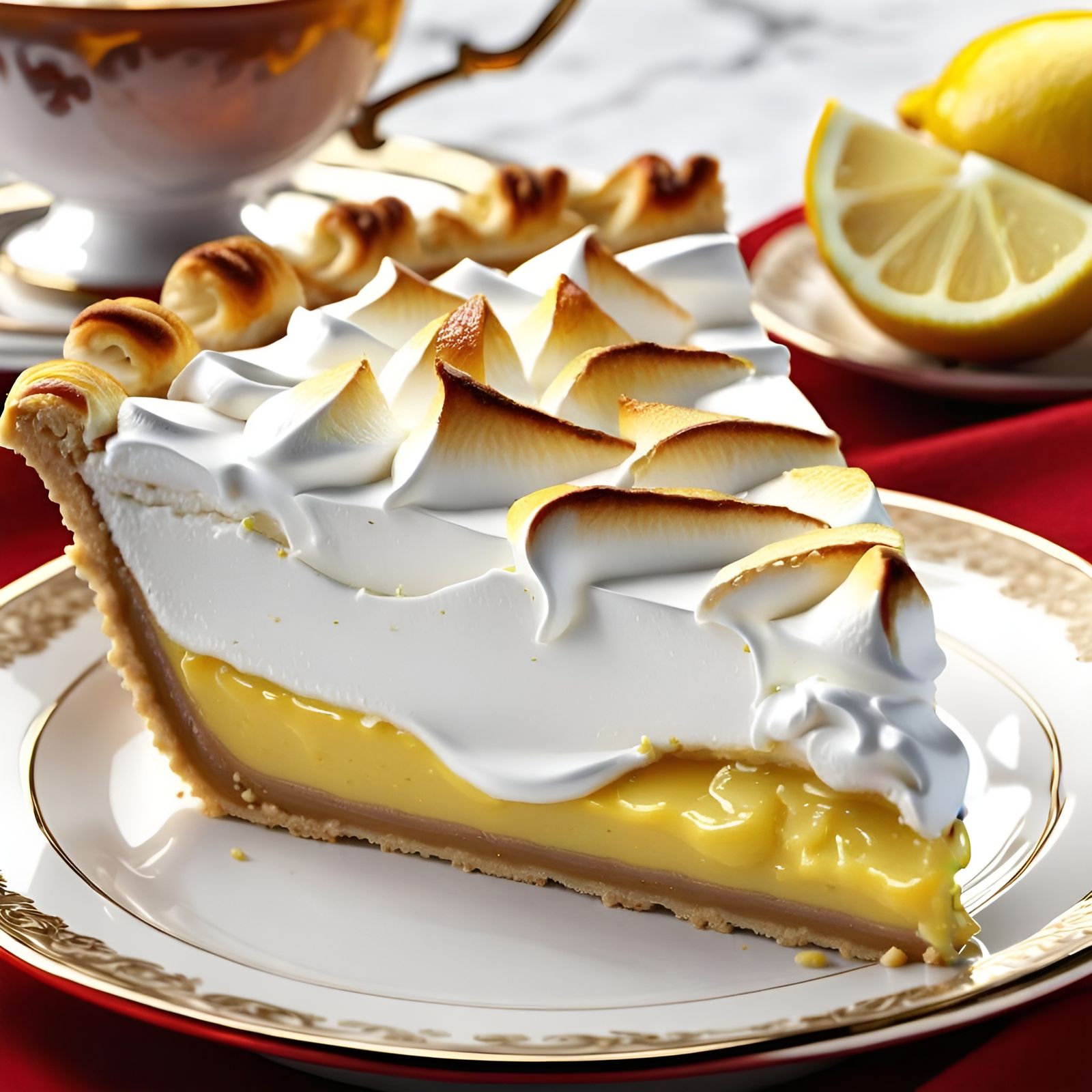 Delicious Lemon Meringue Pie Slice in CGI