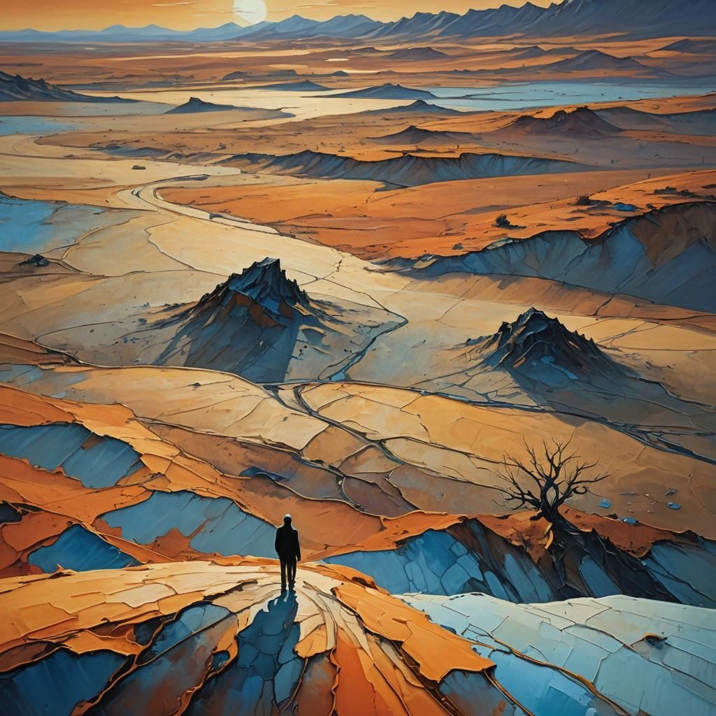 Dreamlike Landscape in Surrealist Oil Painting Style