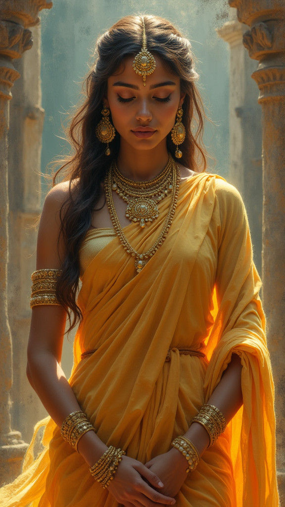 Mahalaxmi: Hindu Goddess in Oil Painting