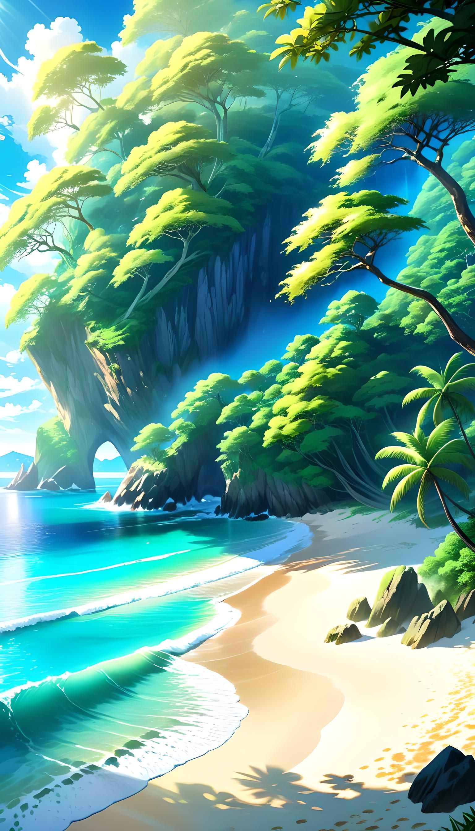 Beach Paradise in High Definition Anime Art