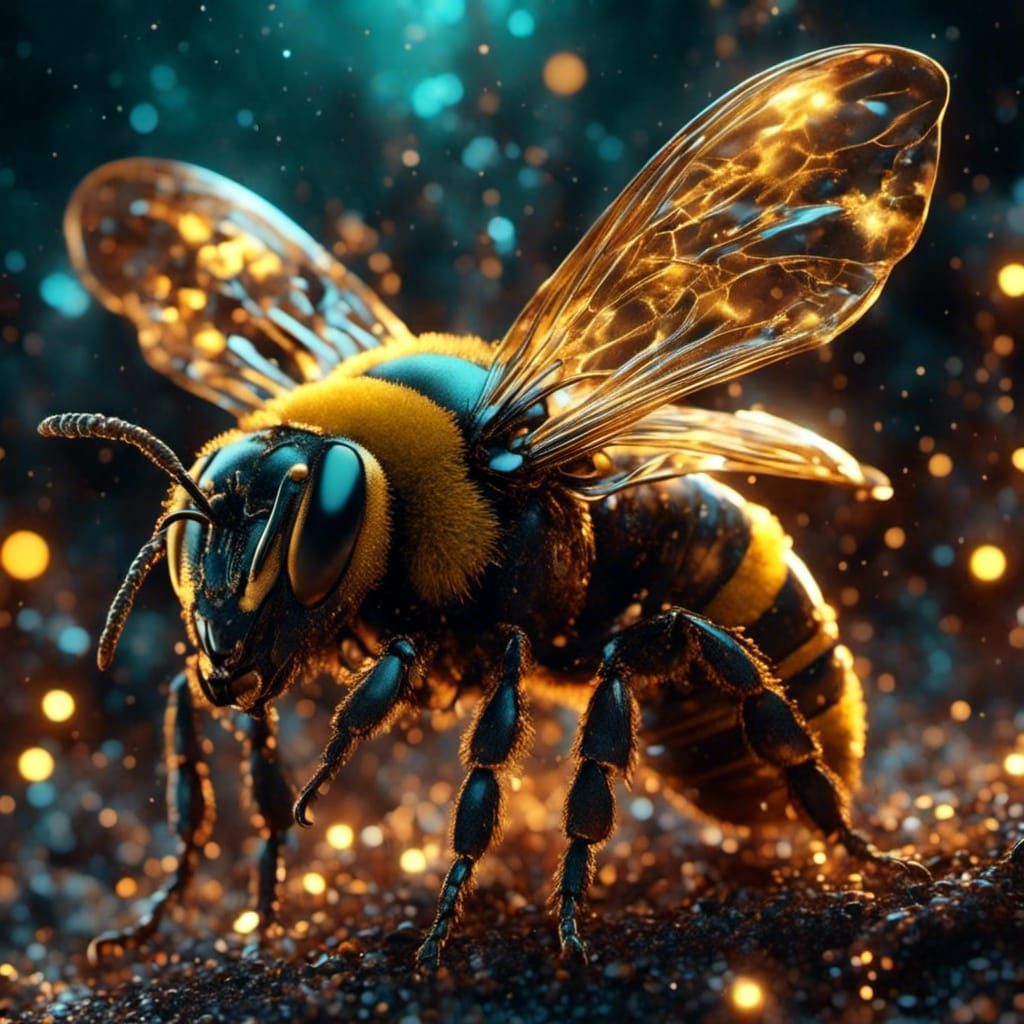 Ghostly Grim Reaper Bee in Dark Fantasy Style