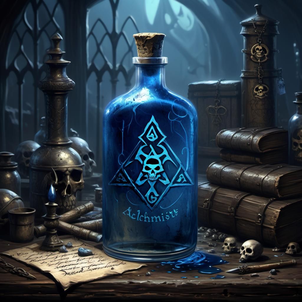 Gothic Alchemist Lair with Blue Elixir