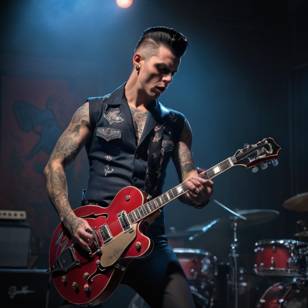 Rockabilly Guitarist Shreds on Stage