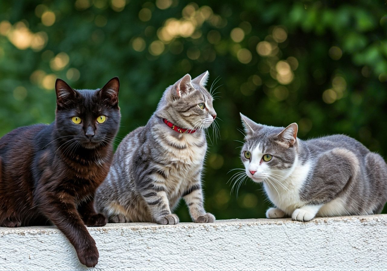 Four Cats on a Wall: Professional Photography