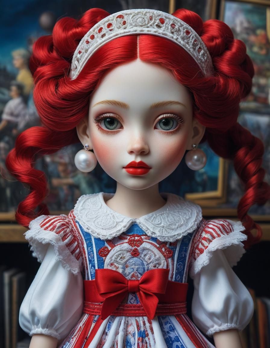 Beautiful Girl Doll: Fantasy Bauhaus Digital Art