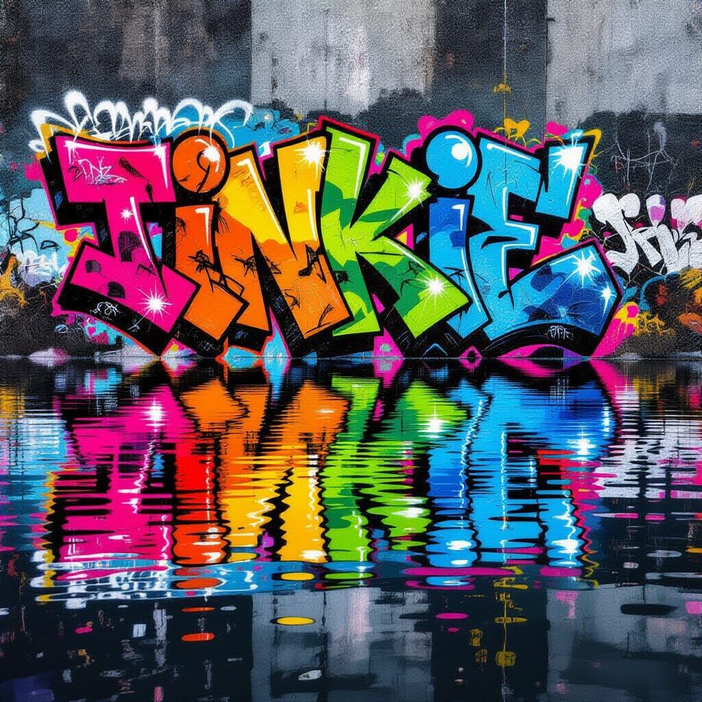 Vibrant Graffiti Art Floating on Water