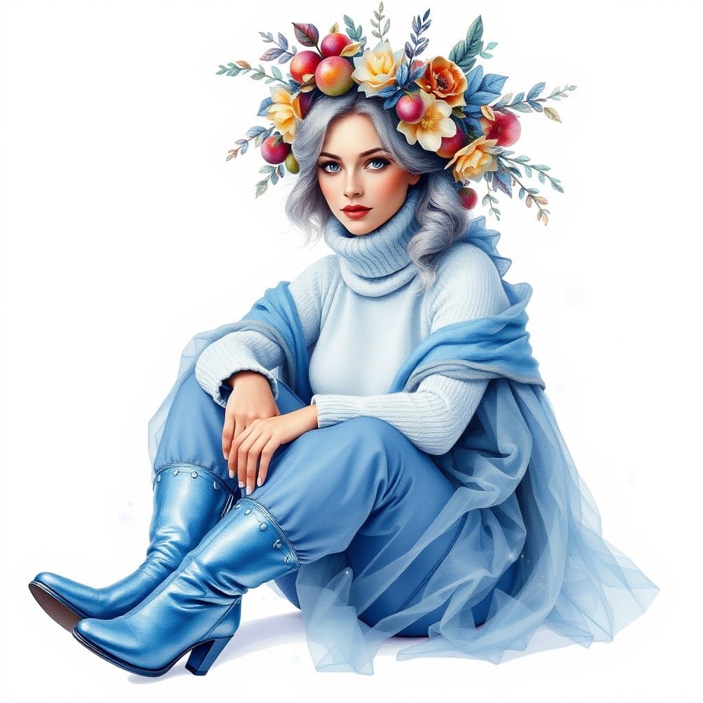 Graceful Woman in Baroque Winter Attire